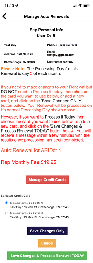 Auto Renewal Edit Process