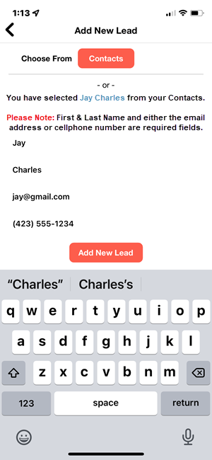 Lead Add From Contacts