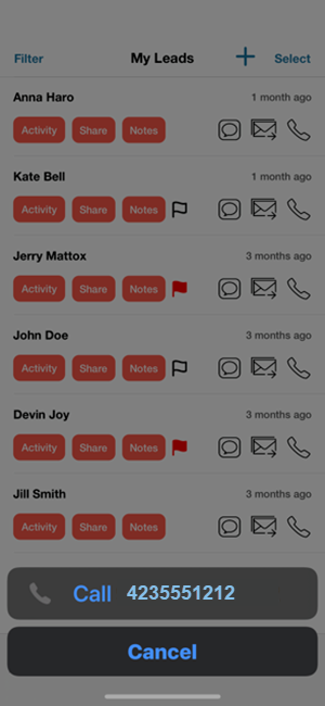 Lead Call Screen Lead Call